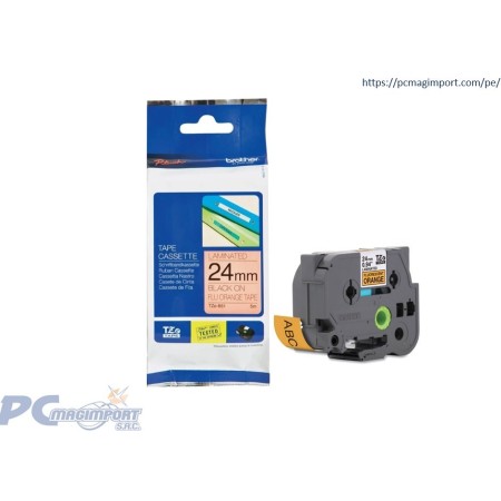 CINTA BROTHER TZEB51 BLACK ON FLUORESCENT ORANGE 1" (24MM)