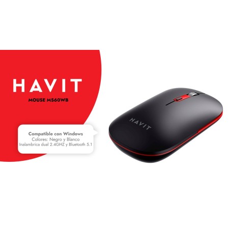 MOUSE HAVIT MS60WB, INALAMBRICO/BT, NEGRO