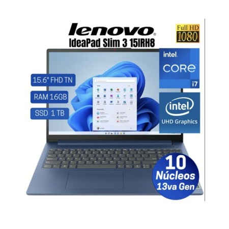 Notebook Lenovo IdeaPad Slim 3, 15.6" FHD TN, Core i7-13620H 2.40/4.90GHz 16GB LPDDR5-4800