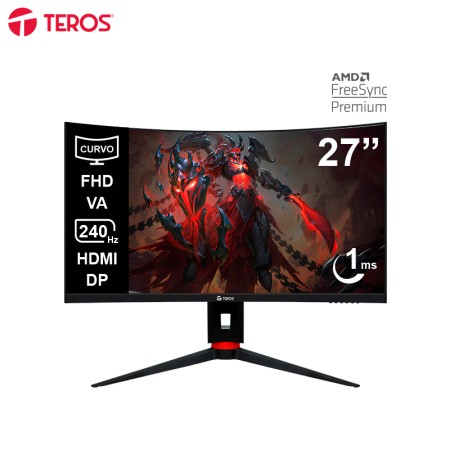MONITOR LED 27″ TEROS TE-2764G CURVO 1920×1080 HDMI DP 1MS/240HZ/ADAPTIVE SYNC