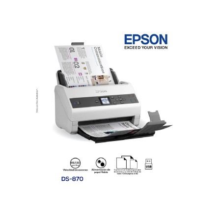 ESCÁNER DE DOCUMENTO EPSON WORKFORCE DS-870, 600DPI, 65 PPM / 130 IPM, ADF.
